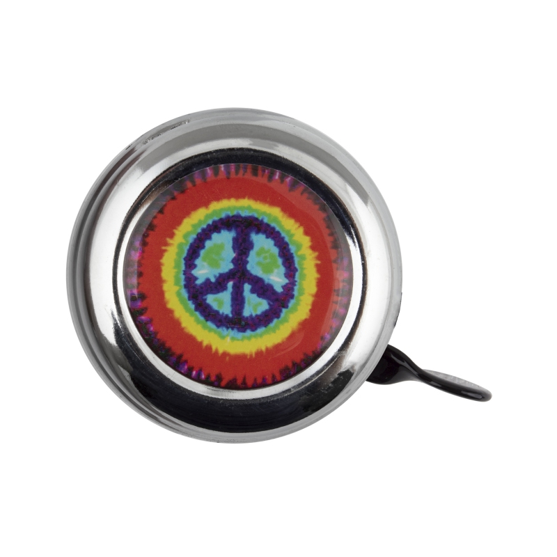 Peace sign design
 	Chromoly steel bell with a variety of fun, colorful designs to add a little personal flair to your ride
 	Full metal base and thumb lever for durability
 	Loud yet pleasant clear ring tone

Back ordered items will be restocked every Tuesday-Wednesday for local pickup. Back ordered items for shipping will be shipped within 2 business days of the order.