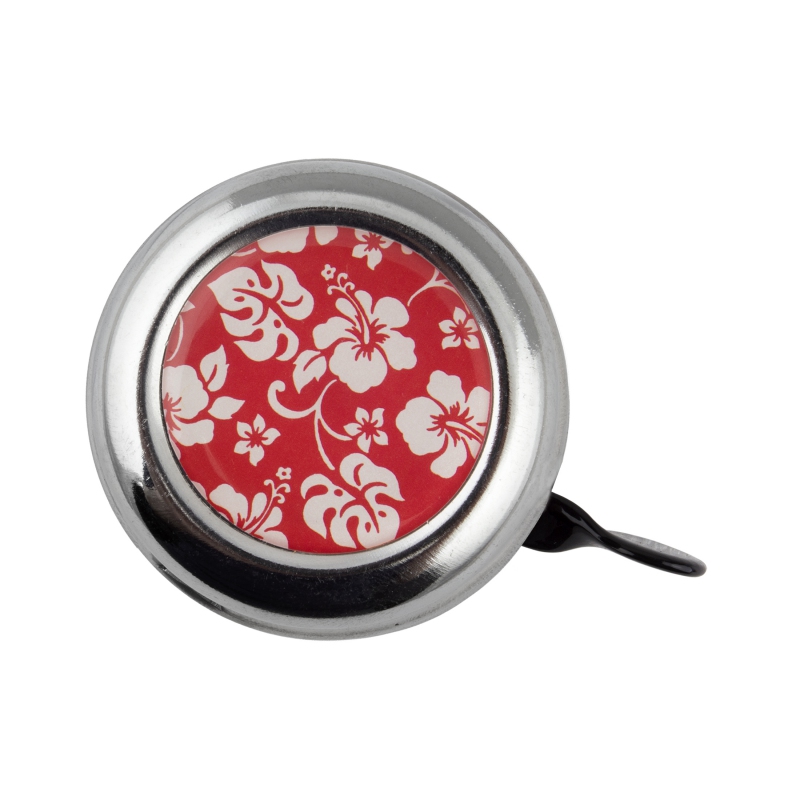 Red Flower Design
 	Chromoly steel bell with a variety of fun, colorful designs to add a little personal flair to your ride
 	Full metal base and thumb lever for durability
 	Loud yet pleasant clear ring tone

Back ordered items will be restocked every Tuesday-Wednesday for local pickup. Back ordered items for shipping will be shipped within 2 business days of the order.